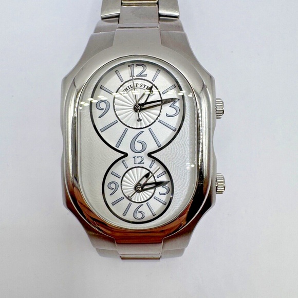 Philip Stein Signature Frequency Stainless Steel Lg Ladies Dual Time Zone Watch - Picture 4 of 5